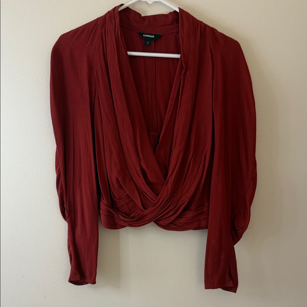 Express Women's Deep Red Wrap Blouse